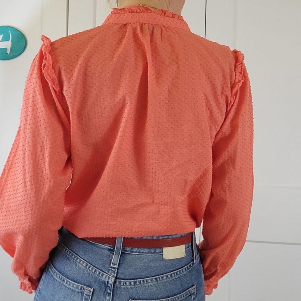 J Crew size Small coral poplin blouse. Perfect for summer and spring! Like new. - Picture 2 of 8